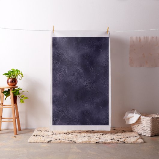 Midnight Indigo Romance | Satiny Grunge Damask Stof (Voorbeeld)