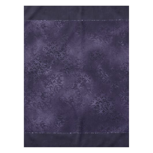 Midnight Indigo Romance | Satiny Grunge Damask Tafelkleed (Voorkant)