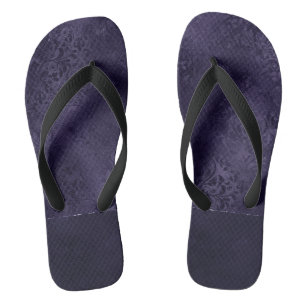 Midnight Indigo Romance Satiny Grunge Damask Teenslippers