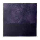 Midnight Indigo Romance | Satiny Grunge Damask Tegeltje (Voorkant)