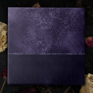 Midnight Indigo Romance Satiny Grunge Damask Tegeltje