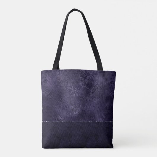 Midnight Indigo Romance | Satiny Grunge Damask Tote Bag (Achterkant)