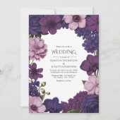 Midnight Iris, Velvet Plum & Dusty Petal Wedding Kaart (Voorkant)