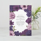 Midnight Iris, Velvet Plum & Dusty Petal Wedding Kaart (Staand voorkant)
