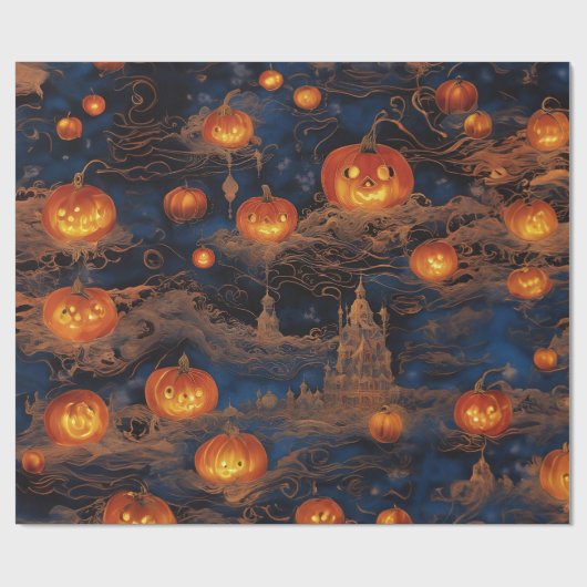 Midnight Jack-O'-Lantern Ball Cadeaupapier (Vlak)