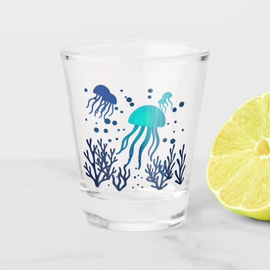 Midnight Jelly | Glowing Ocean Shot Glass Design Glas (Voorkant)