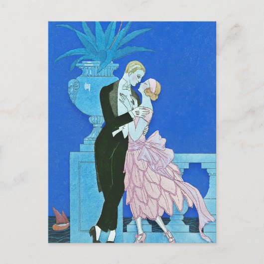 Midnight Kiss Art Deco Briefkaart (Voorkant)