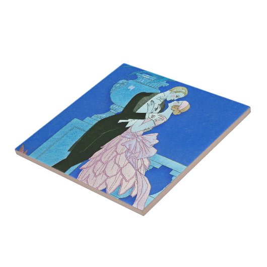 Midnight Kiss Art Deco Tile Tegeltje (Zijkant)