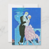 Midnight Kiss Art Deco Uitnodigingen (Voorkant)