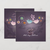 Midnight Kiss/Tortelduifjes drijvende harten/pruim Kaart (Voorkant / Achterkant)