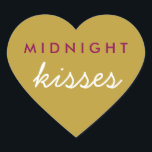 Midnight Kisses Wedding Party Magenta Gold Hart Sticker<br><div class="desc">Midnight Kisses Wedding Party Sticker Magenta and Gold</div>