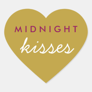 Midnight Kisses Wedding Party Magenta Gold Hart Sticker