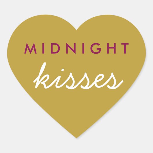 Midnight Kisses Wedding Party Magenta Gold Hart Sticker (Voorkant)