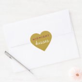 Midnight Kisses Wedding Party Magenta Gold Hart Sticker (Envelop)