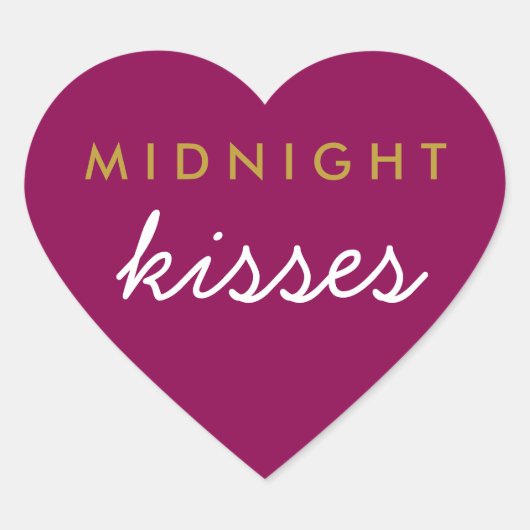 Midnight Kisses Wedding Party Magenta Gold Hart Sticker (Voorkant)