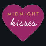 Midnight Kisses Wedding Party Magenta Gold Hart Sticker<br><div class="desc">Midnight Kisses Wedding Party Sticker Magenta and Gold</div>