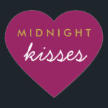 Midnight Kisses Wedding Party Magenta Gold Hart Sticker<br><div class="desc">Midnight Kisses Wedding Party Sticker Magenta and Gold</div>