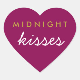 Midnight Kisses Wedding Party Magenta Gold Hart Sticker