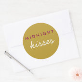 Midnight Kisses Wedding Party Magenta Gold Ronde Sticker (Envelop)