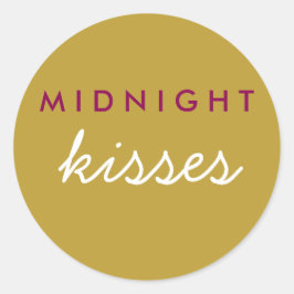 Midnight Kisses Wedding Party Magenta Gold Ronde Sticker