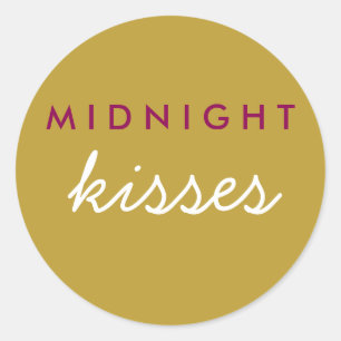 Midnight Kisses Wedding Party Magenta Gold Ronde Sticker
