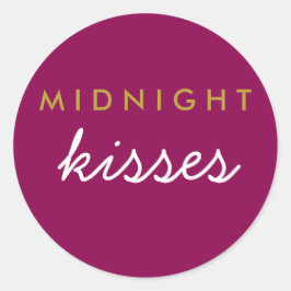 Midnight Kisses Wedding Party Magenta Gold Ronde Sticker