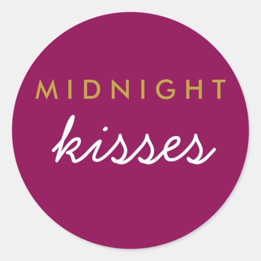 Midnight Kisses Wedding Party Magenta Gold Ronde Sticker (Voorkant)