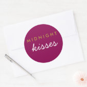 Midnight Kisses Wedding Party Magenta Gold Ronde Sticker (Envelop)