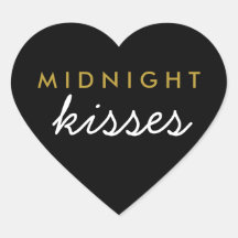 Midnight Kisses Wedding Party Sticker Black Gold