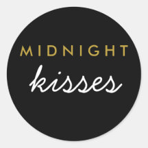 Midnight Kisses Wedding Party Sticker Black Gold