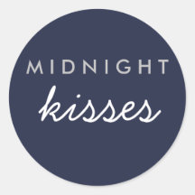 Midnight Kisses Wedding Party Sticker Navy Silver
