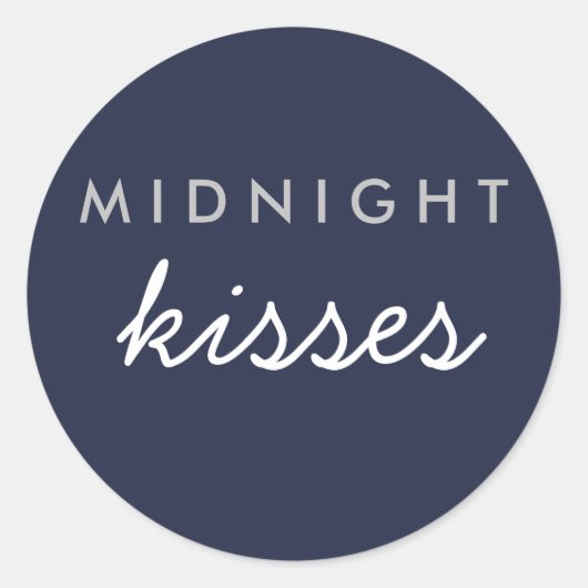 Midnight Kisses Wedding Party Sticker Navy Silver (Voorkant)