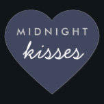 Midnight Kisses Wedding Party Sticker Navy Silver<br><div class="desc">Midnight Kisses Wedding Party Sticker Navy Blue Silver</div>