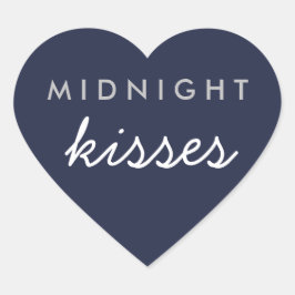 Midnight Kisses Wedding Party Sticker Navy Silver