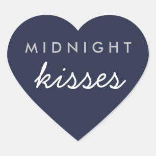 Midnight Kisses Wedding Party Sticker Navy Silver