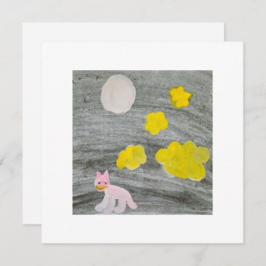 Midnight Kitty Adventure_Invitation Card Kaart (Voorkant / Achterkant)