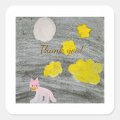 Midnight Kitty Adventure  Vierkante Sticker (Voorkant)