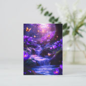 Midnight Lavender Cascade Bloesems Feestdagenkaart (Staand voorkant)