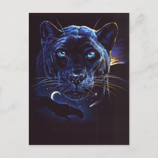 Midnight Leopard Portrait Briefkaart (Voorkant)