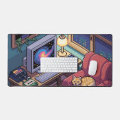 Midnight Lofi Pixel Art Retro Room Desk Mat (Keyboard & Muis)