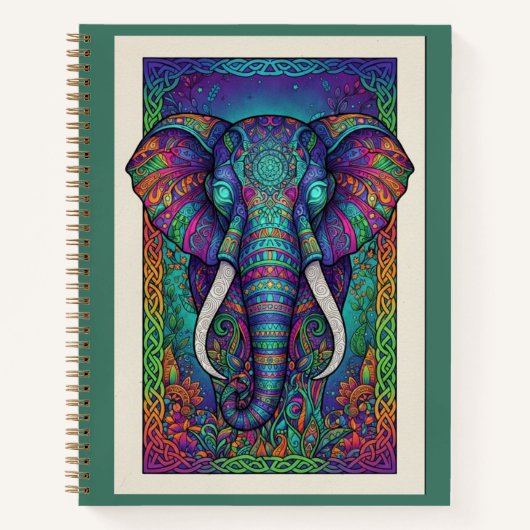 Midnight Lotus Elephant Spirit Zentangle Journal Notitieboek (Voorkant)