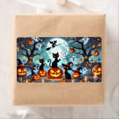 Midnight Magic: Black Cats & Pumpkins Halloween Etiket (Insitu)