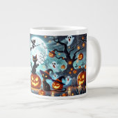 Midnight Magic: Black Cats & Pumpkins Halloween  Grote Koffiekop (Voorkant rechts)