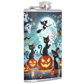 Midnight Magic: Black Cats & Pumpkins Halloween Heupfles (Rechts)