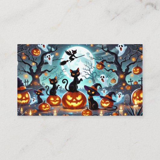 Midnight Magic: Black Cats & Pumpkins Halloween  Informatiekaartje (Achterkant)