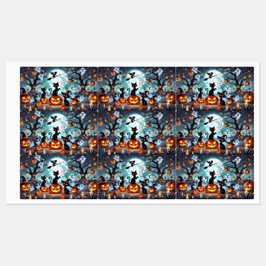 Midnight Magic: Black Cats & Pumpkins Halloween Labels (Vel)