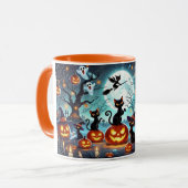 Midnight Magic: Black Cats & Pumpkins Halloween  Mok (Voorkant links)