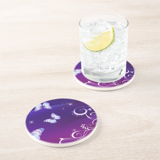 Midnight Magic Butterflies Zandsteen Onderzetter (Zijkant)