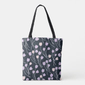 Midnight Magic Donkere Bloemrijke Schets Tulpen Tote Bag (Achterkant)