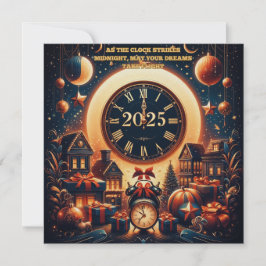 Midnight Magic: een gouden welkom in 2025 Feestdagenkaart